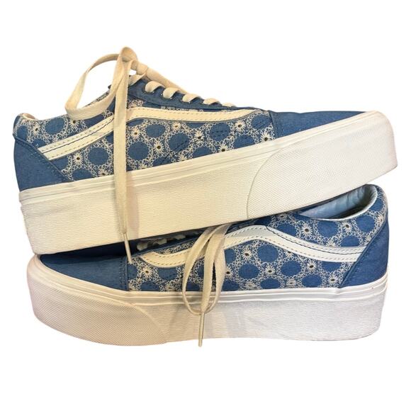 Women's Vans Old Skool Stackform Leopard Blue Sneakers Size 9 - Picture 6 of 10